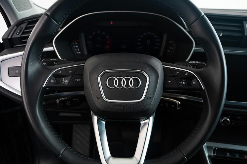 Sportstuurwiel, driespaaks multifunctioneel in leder met schakelpaddels