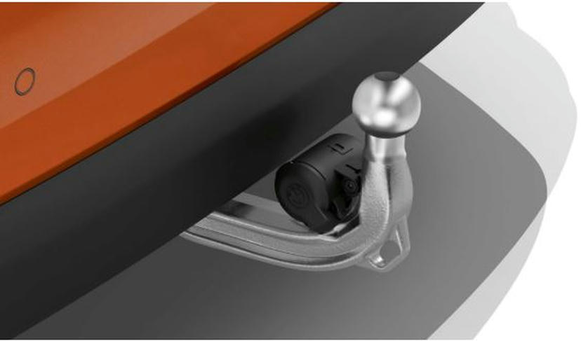 Trekhaak met elektrisch wegklapbare kogel.